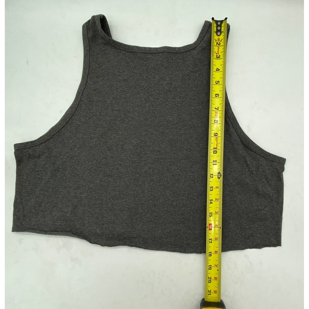 Crooks & Castles Gray Graphic Cropped Tank Top Size L Streetwear Raw Hem - Picture 5 of 7